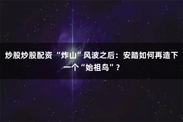 炒股炒股配资 “炸山”风波之后：安踏如何再造下一个“始祖鸟”？